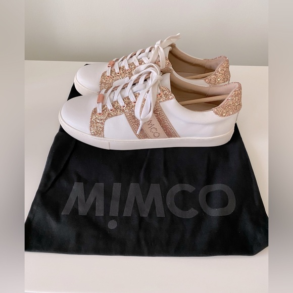 Mimco Shoes - Authentic Mimco white leather ladies  trainers with rosé sequins , size 39